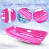 2Pcs Light Weight Portable Snow Sled with Pull Rope and Handles Plastic Cold Resistant Toboggan for Snow, Beach, Park