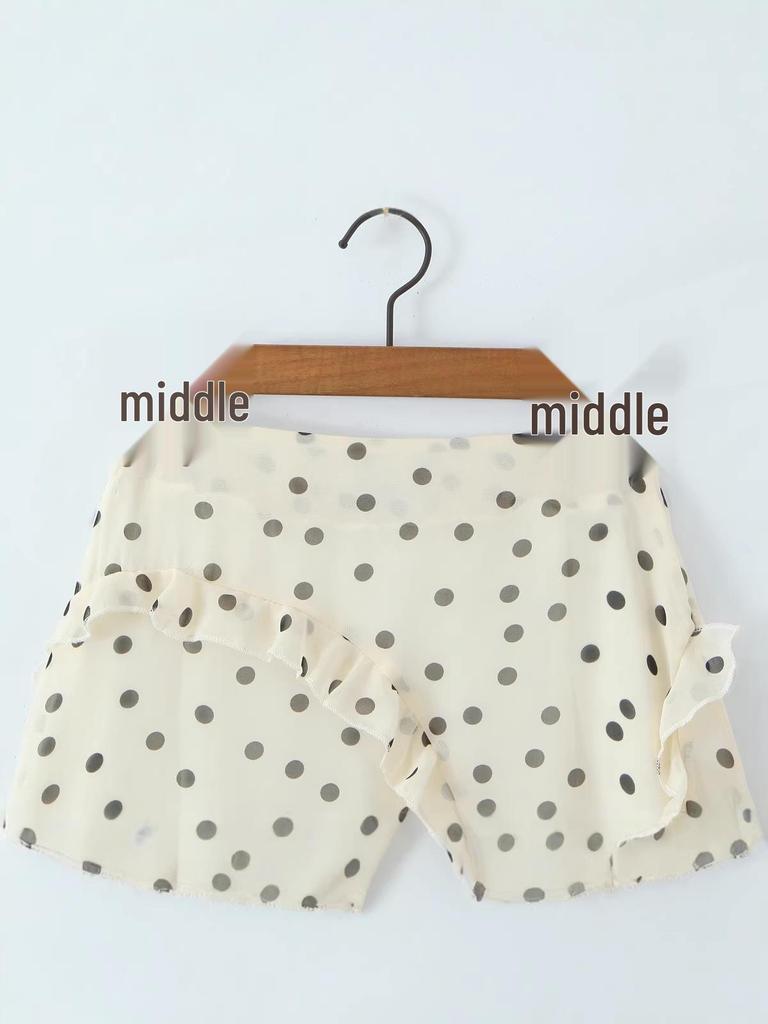 2025 Autumn/Winter European & American Ruffle Polka Dot Maxi Skirt for Women