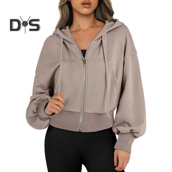 

Женская толстовка с капюшоном на осень-зиму с короткими рукавами, карманом, застежкой-молнией, плюшевой подкладкой, однотонной, свободными эластичными манжетами, спортивной курткой на шнурке XL хаки