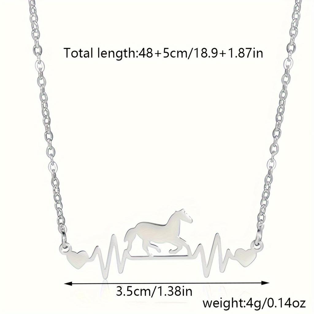 Pferd Herz Schlagen Elektrokardiogramm Halskette Dame Persönlichkeit Einfache Straße Schuss Zubehör Schmuck Geschenk