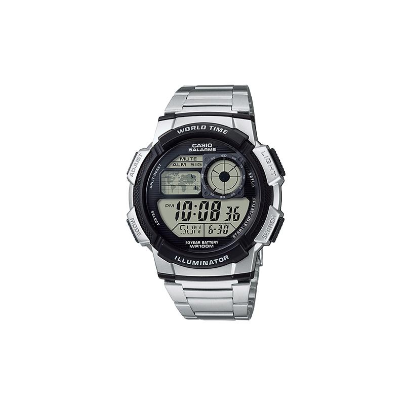 Casio YOUTH Series-Disc Digital Display Retro Metal Outdoor 100 m Waterproof Digital Shi Ying Movement Stainless Steel Strap Japanese and AE-1000WD-1A чёрный
