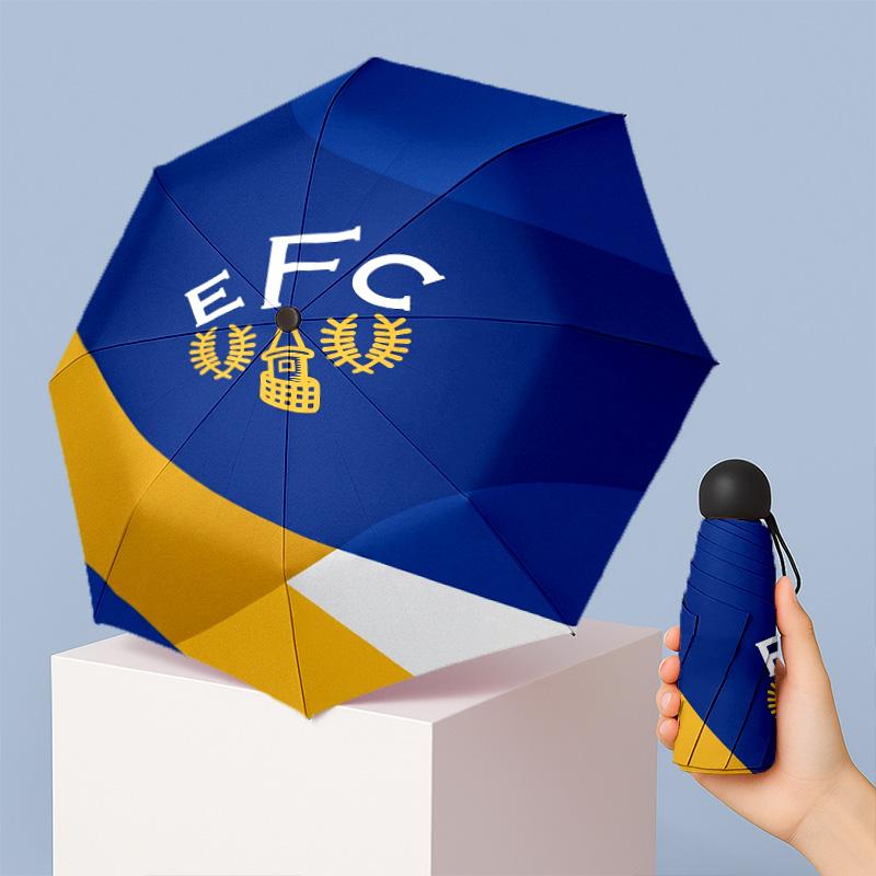Everton Football Pattern Printed Mini 5 Folds 8 Ribs Compact Umbrella Windproof Waterproof Lightweight Portable Folding