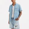 Levis Einfarbiges Bequemes Lässiges Denim Kurzarmhemd Herrenhemden Denim-Blau 86627-0128