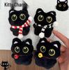 Cartoon Black Cat Plush Keychain - Cute Kitten Backpack Ornament