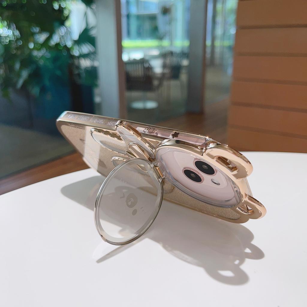 Cartoon Cute Bear Compatible with Apple 16 Crossbody Phone Case iPhone 15 Pro Max Stand 14 Lanyard 12 Glitter