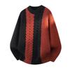 Men's Winter Trendy Color-block Loose Round Neck Pullover Sweater