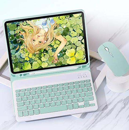 Wireless Mouse Included iPad Keyboard Case Set for iPad iPad iPad Air iPad Pro Cute Candy Color Design for Detachable Keyboard Case Cover with Apple