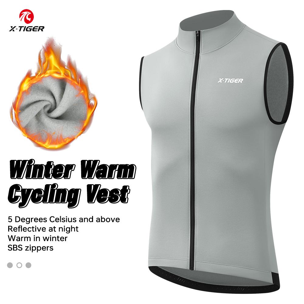 X-TIGER Winter Warm Cycling Vest Fleece Windproof Bike Jacket Sleeveless Coat Bicycle Thermal Vest Unisex Cycling Jerseys