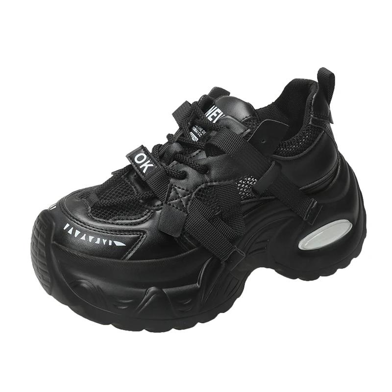 Fashion 7.5CM New 2025 Summer Women Platform Sneakers Thick Bottom Breathable Mesh Casual Chunky Shoes High Heel Sports Dad Shoes Woman