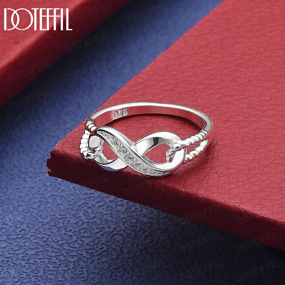 925 Sterling Silver Infinity Ring with AAA Zircon - Exquisite Banquet Ring 7#