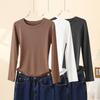 Women's 2025 Early Spring Slim Fit Long-Sleeve Alpaca Cotton Round Neck Shirt