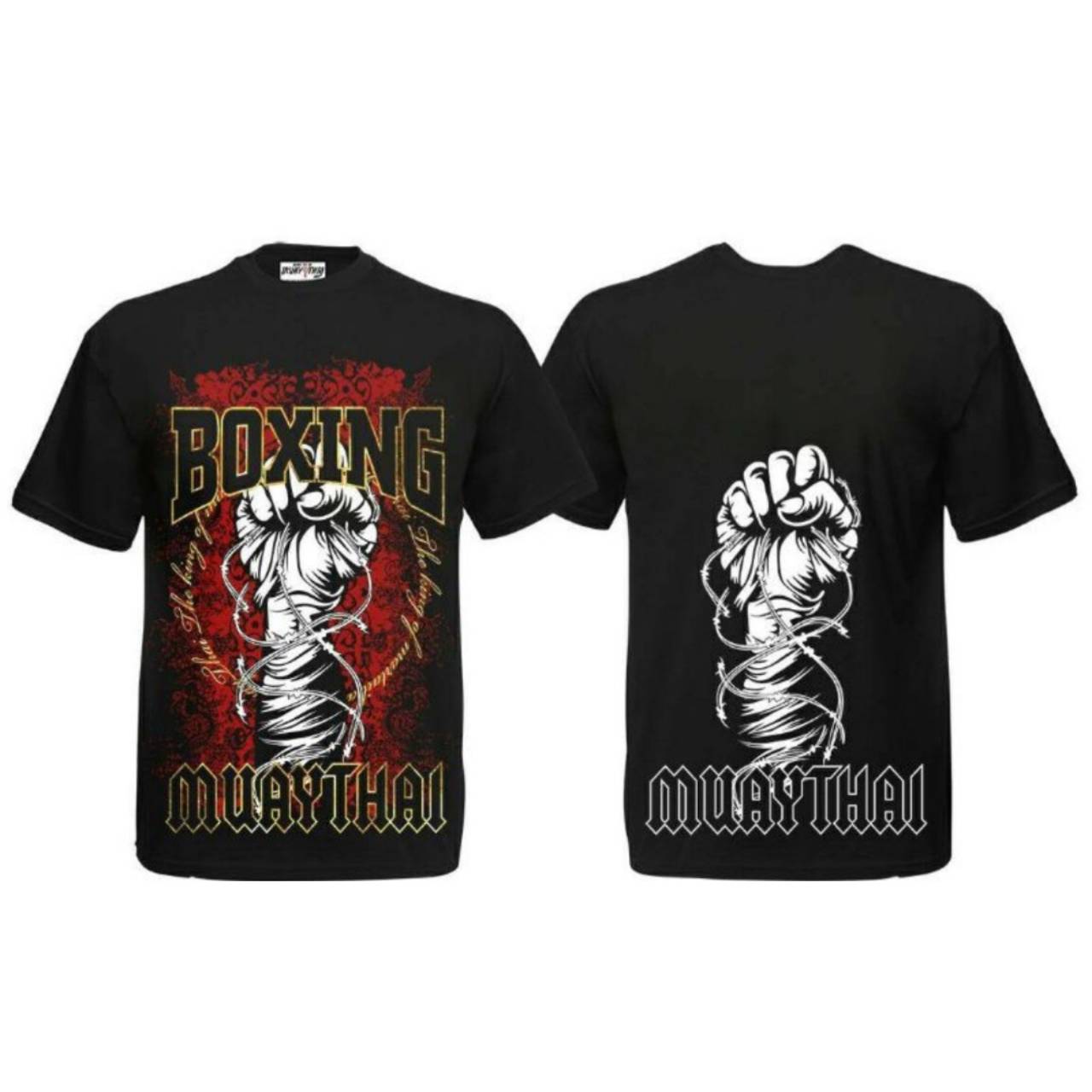 

Футболка с коротким рукавом с принтом Муай Тай Кикбоксинг ММА Полиэстер Таиланд Черный Круглый вырез 2 L