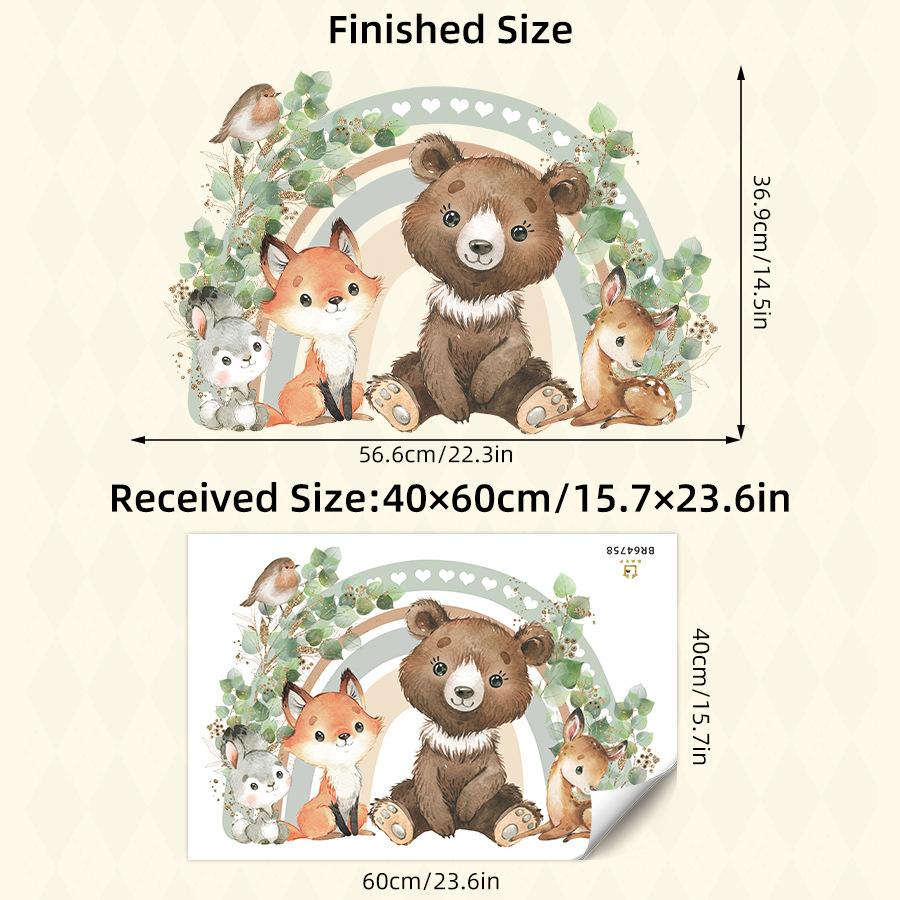 1pc Cartoon Bear Fox Heart Rainbow Animal Wall Stickers for Kids Room Children Room Removable Living Room Decoration Wall Decals