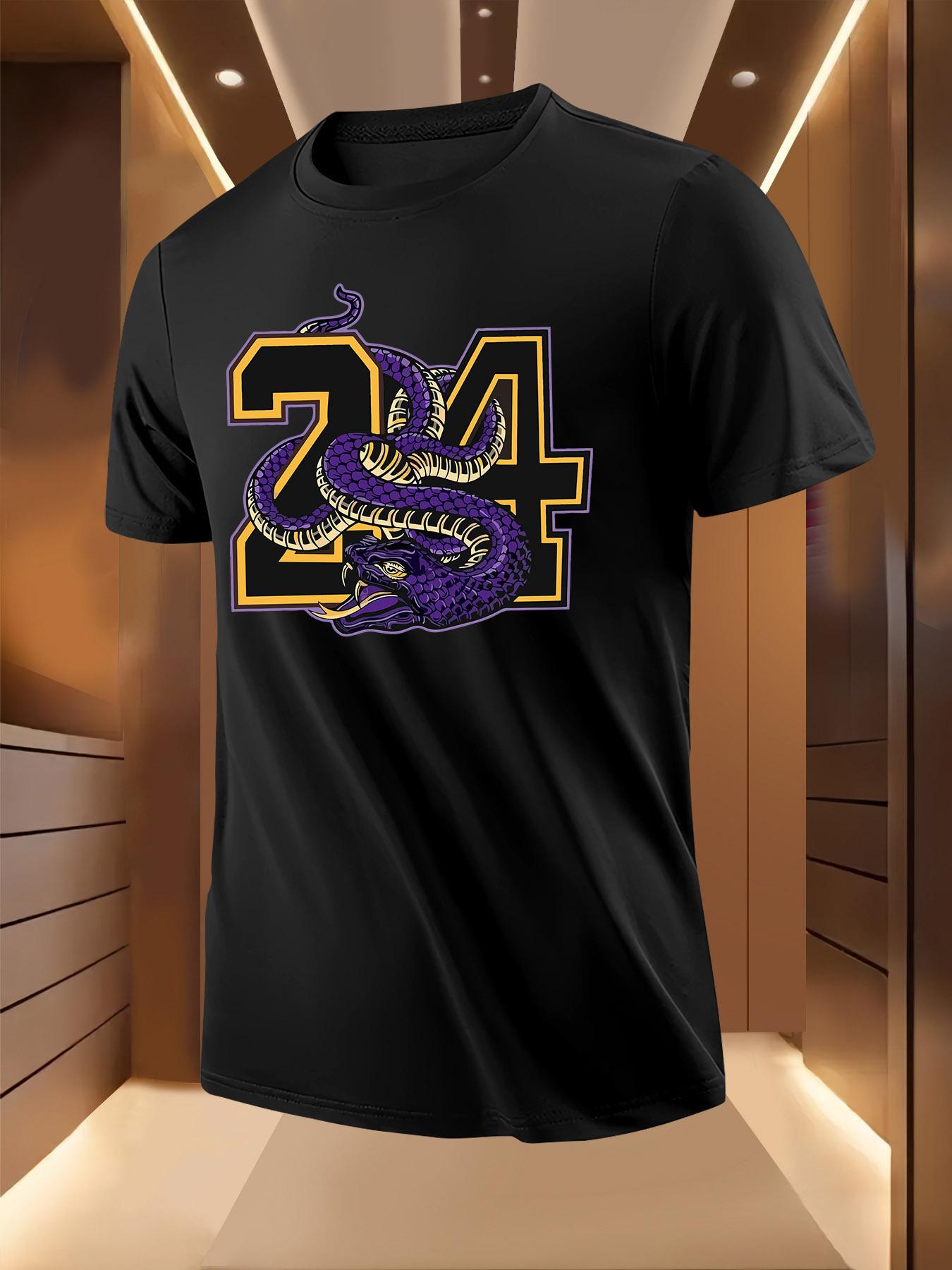 Purple Snake Print Tshirt - Bold Number 24 Design XXL