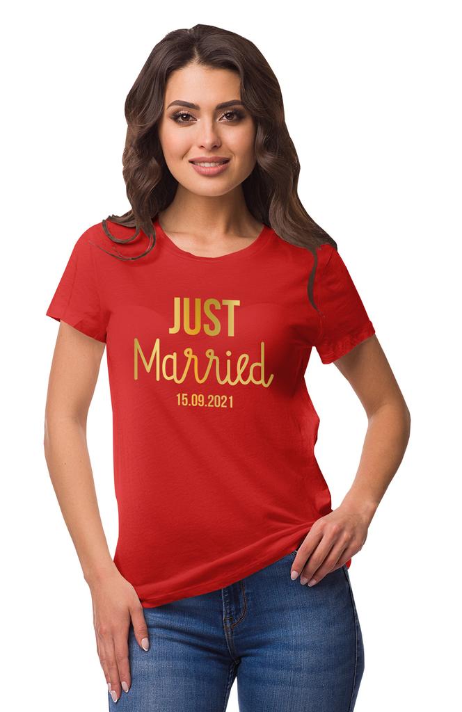Inkdotpot Personalized Womens Tshirt Top Just Married Wedding  Announcement