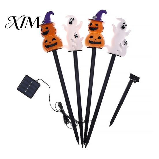 LED Pathway Lighting 4Pcs/Set Halloween Solar Ghost Stake Light, 4-in-1 Pumpkin with Powered Yard Stakes Lights, Waterproof Decorative