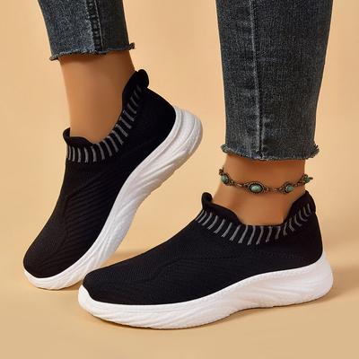 Schuhe Damen Freizeitschuhe Ein-Pedal-Faulenzerschuhe Weiche Sohle Bequeme Mutterschuhe Vielseitige Damen-Einzelschuhe Fliegende gewebte Mesh-Schuhe