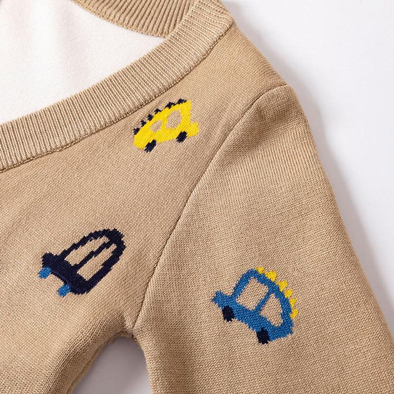 New Spring-Fall Cartoon Car Boys' Knit Sweater Cardigan