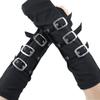 Black Punk Style Elbow Gloves Gothic Metal Button Gloves Harajuku Street Dance Gloves  Street Dance