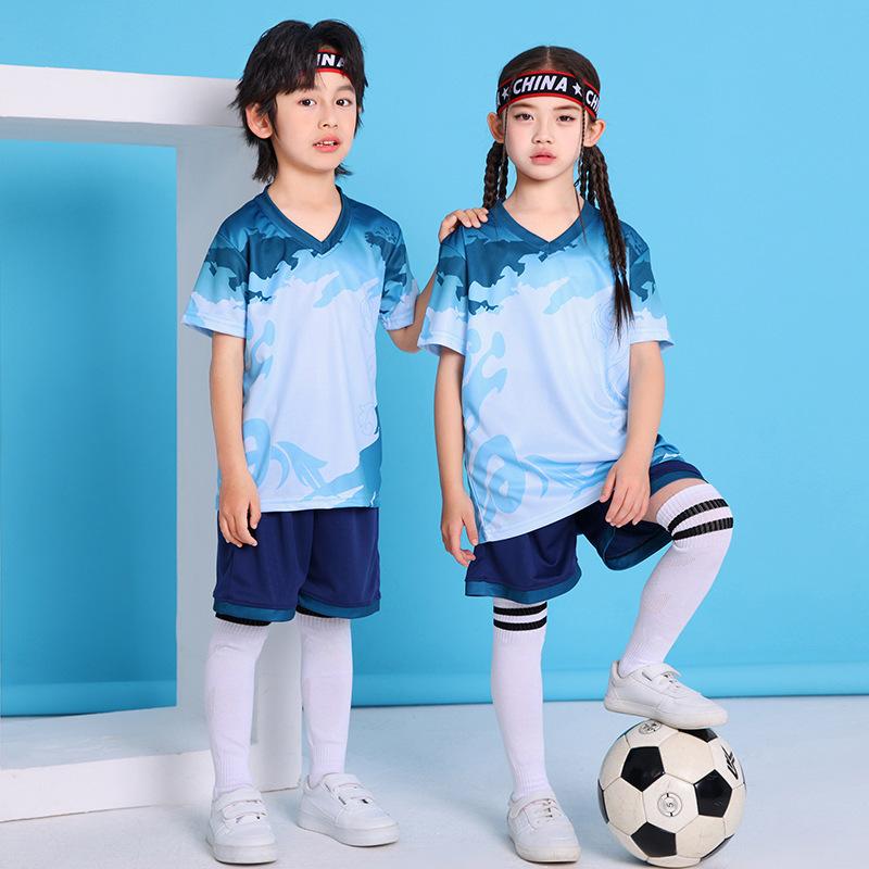 Children's Football Jersey Sets, Boys' and Girls' Quick-dry Short-sleeve Training Elementary School Soccer Match Team Uniforms