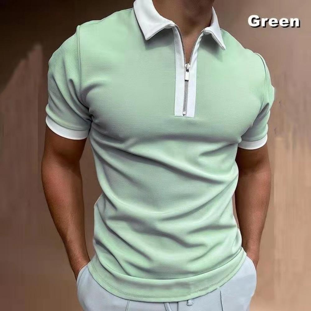 Summer Men's Casual Fashion Zipper Polos Digital Printed Stripe Plaid Pattern Mens Polo Shirts with Short Sleeve Men Clothing