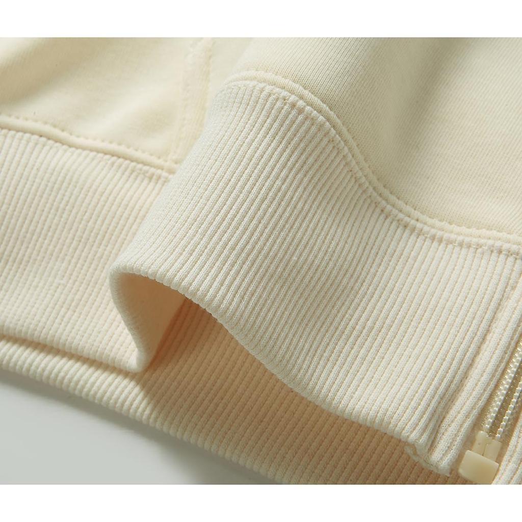 Long Loose Plus Sizes [OKJCON] Women's Fall/Winter Fleece-Lined Hoodie, Sleeve, Zip-Up, Stylish, Fit, Casual, (JP, Alphabet, XL, Beige)