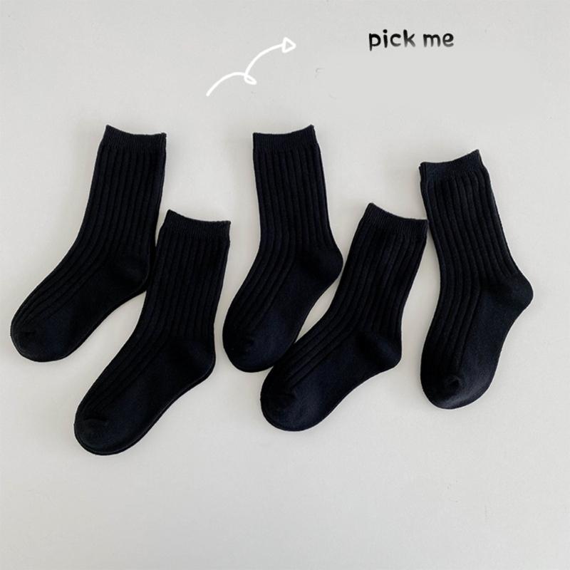 Kids Simple Crew Socks Plain Ankle Socks Breathable Booties Socks Calf Socks