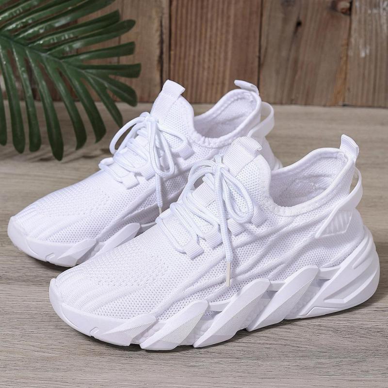 Women's Pink Casual Shoes Breathable Mesh Platform Sneakers Slip-on Flying Shoes Women Tennis Shoes Lightweight Female Shoes