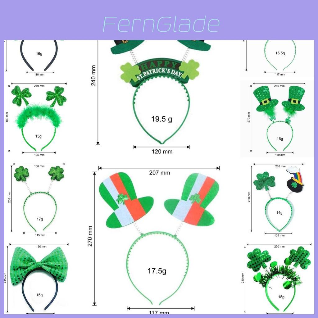 St. Patrick's Day Green Clover Hair Band Elf Hat Headband Set
