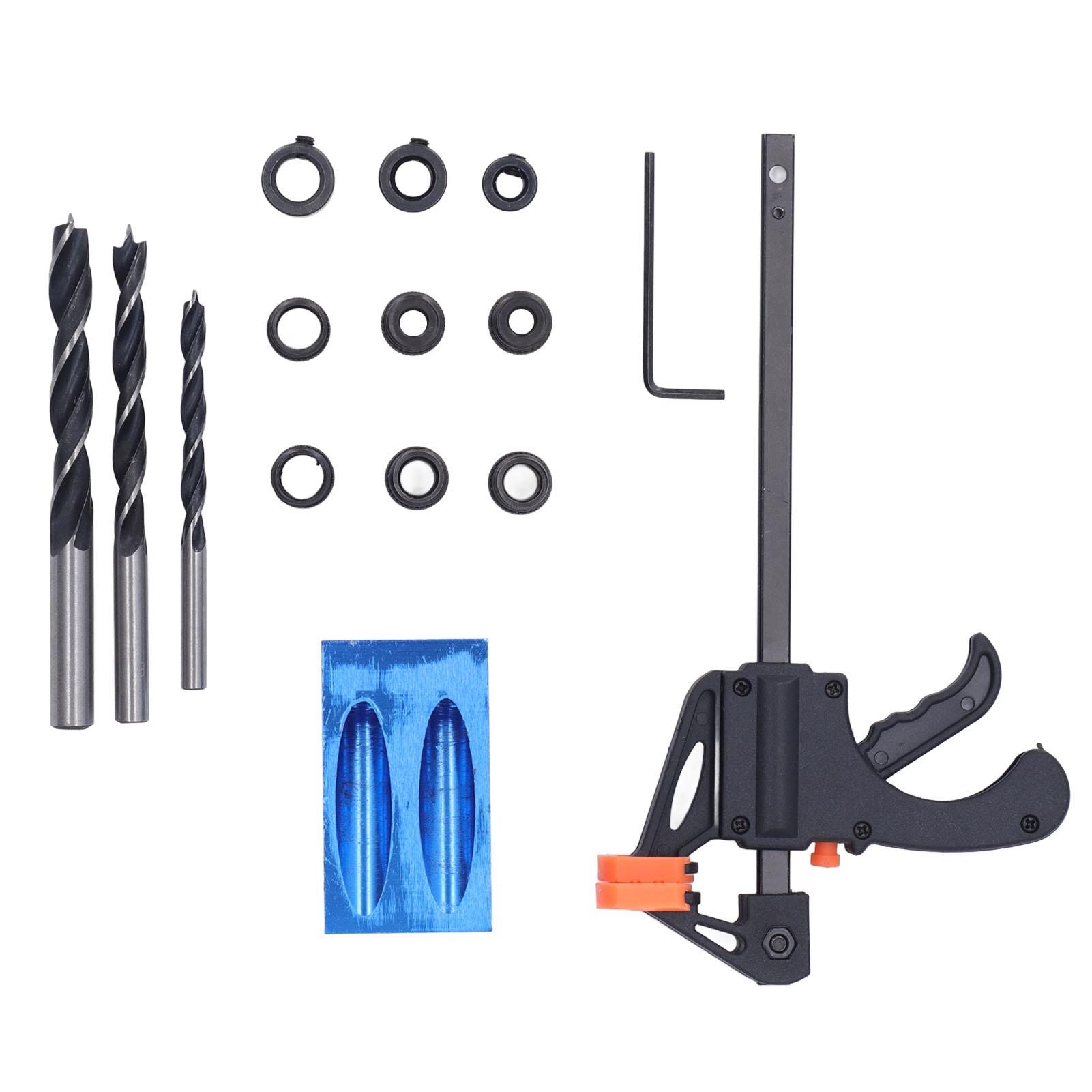 

15Pcs Pocket Hole Jig 15 degrees Aluminum Alloy Inclined Hole Drilling Tool for Woodworking