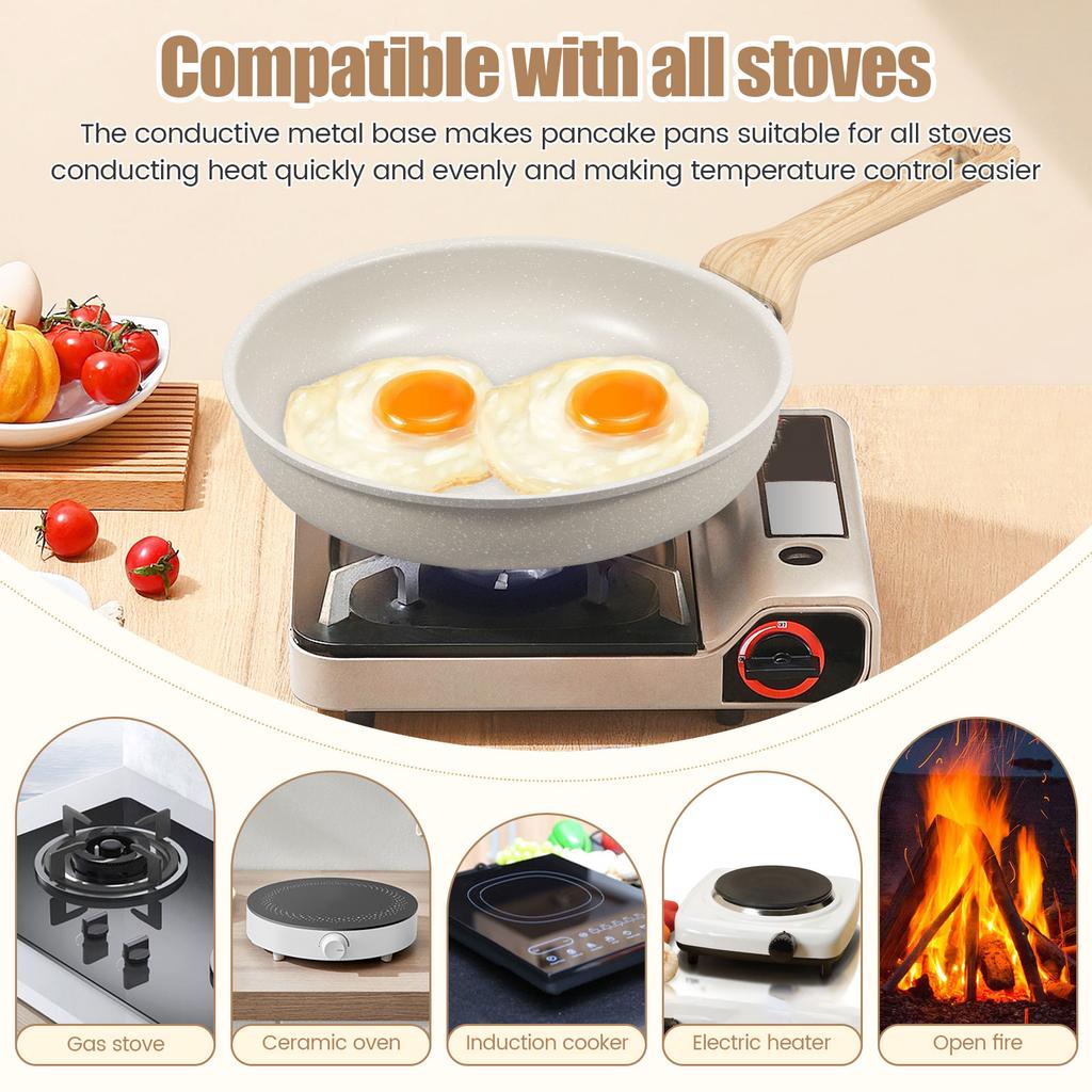 Nonstick Frying Pan Skillet Enduring Frying Pan with Heat Resistant Handle Uniform Heat Conduction Kitchen Cooking Omelette Pan