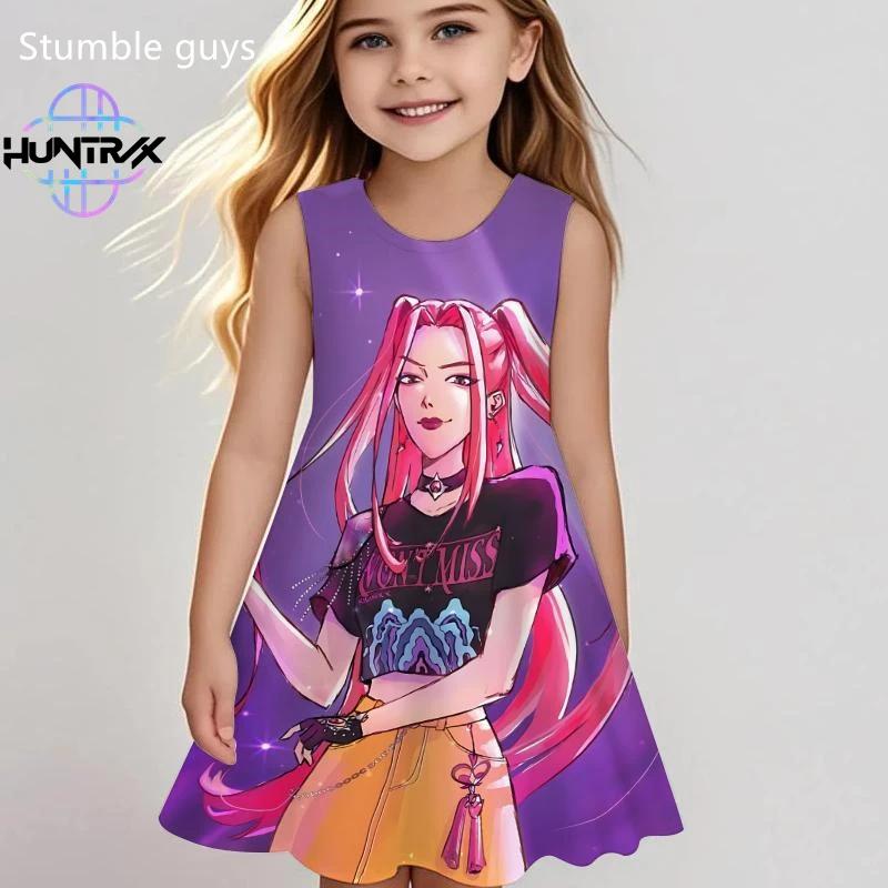 Girls Kpop Demon Hunters Dress Summer Kids Cartoon Anime Toddler Fashion Cute Casual Dress