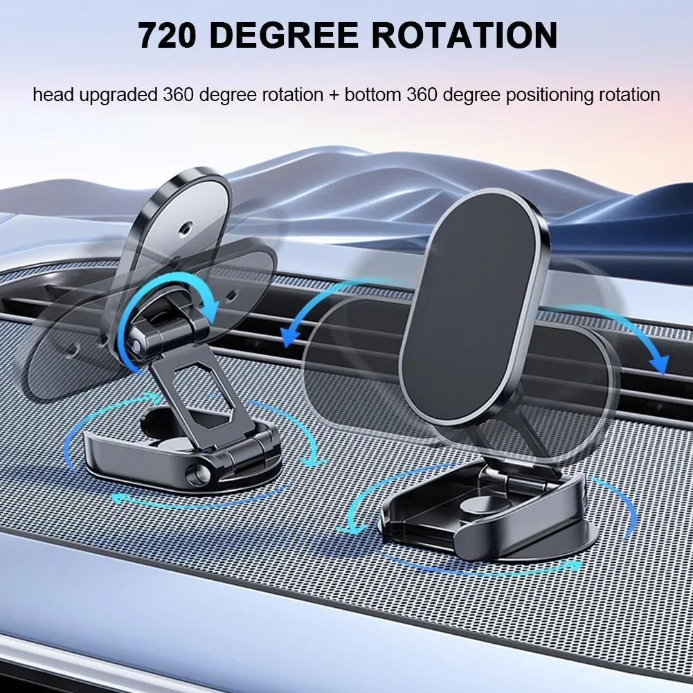 Magnetic Car Phone Holder 720°  Rotation Lazy Multi-functional Foldable Storage GPS Stand For Magsafe iPhone 17~12 Samsung