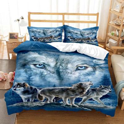 Wolf Digitaldruck Polyester Bettwäschesets Kind Kinder Bezüge Jungen Bettwäscheset für Teenager Bettwäscheset Bettdecke