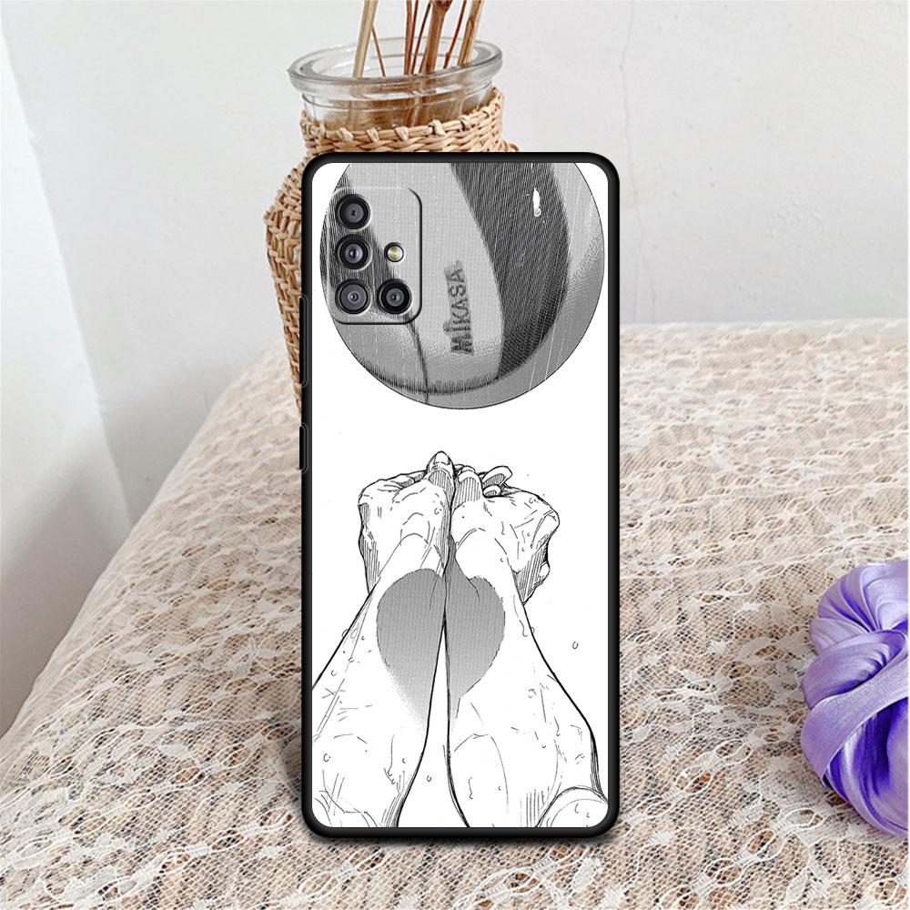 Hülle für Samsung Galaxy A52 A12 A51 A32 A71 A21s A22 A11 A02s A03 A23 A13 A53 A41 A31 A72, weiche Telefonabdeckung, Haikyu!! Anime-Fundament
