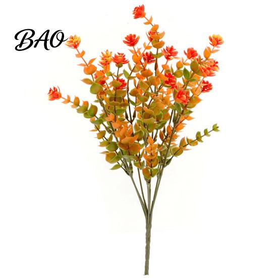 Long Lasting Fake Plants Fall Artificial Flower with Eucalyptus Leaf, Lifelike Faux Plants, Realistic UV Resistant for Autumn Thanksgiving Harvest