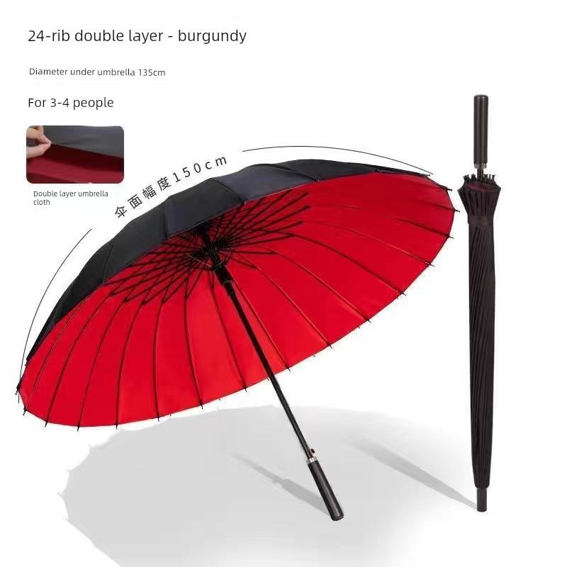 24-Strand Large Double-Layer Umbrella, Durable and Sturdy, Long Handle, Business Use, Sun Protection, Student Use, Windproof, Rainproof, New Model
