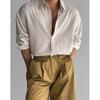 Spring Autumn Polo-neck Vintage Striped Printing Shirt Male Long Sleeve Casual All-match Cardigan Top Men