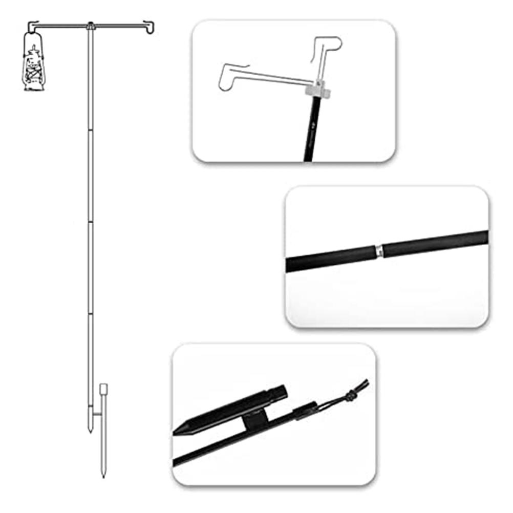 Campinglaternenständer Zusammenklappbare Lampenstange Campinglicht Hängestangen Aluminiumlegierung Outdoor-Laternenstange für Picknick