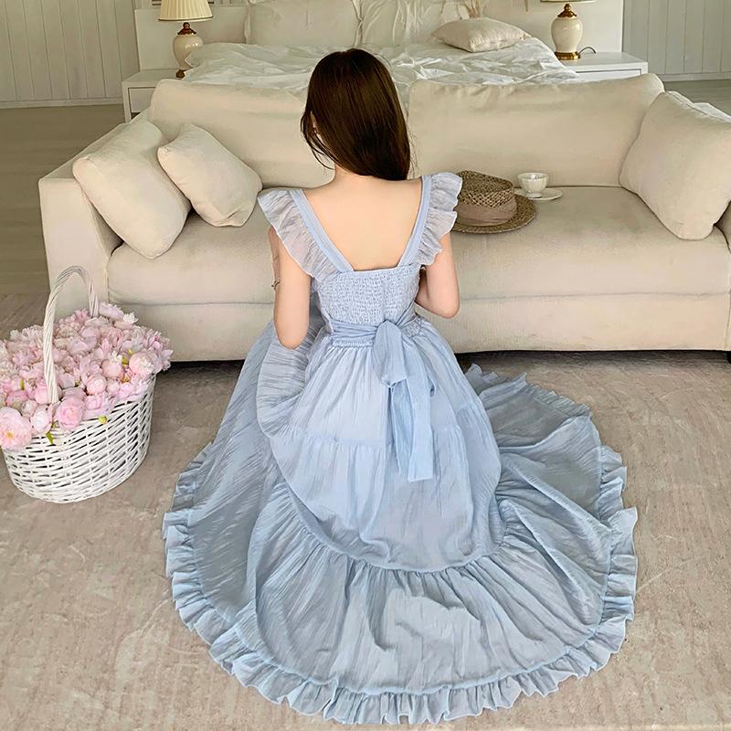 Gentle temperament suspender dress female summer first love pure white moonlight slim waist thin fresh and sweet skirt