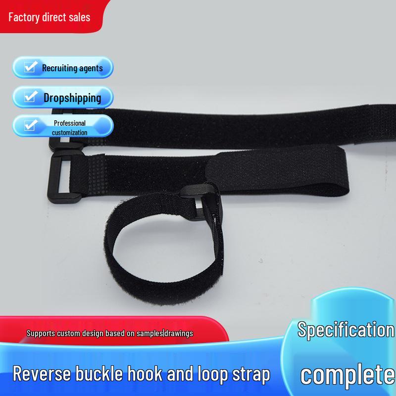 Black Multi-Spec Non-Slip Magic Tape Cable Ties - Data Cable Organizer with Buckle