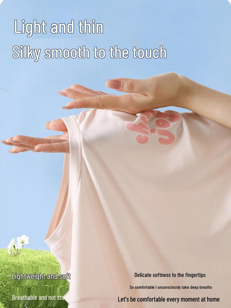 Lanjing Modal Summer Pajamas Set for Kids - Lightweight Ice Silk Homewear for Boys & Girls