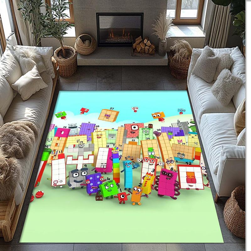 Numberblocks Crystal Velvet Rug, Soft Anti‑Slip Crystal Velvet Carpet for Living Room Bedroom Home Decor