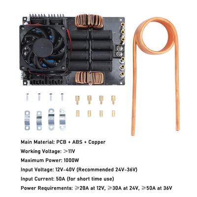 1000W 50A DC 12-40V Induction Heating Board ZVS Power Supply Module Low Voltage Flyback Driver