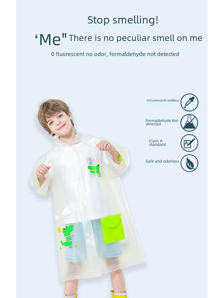 Koreanischer Kinder-Ganzkörper-Regenmantel: Einteiliger Poncho für Grundschüler mit Platz für Rucksäcke