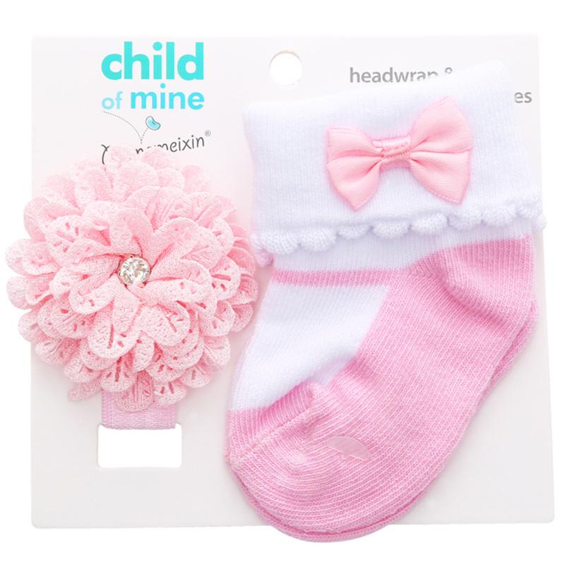 Baumwolle Kleinkind Neugeborene Socken Stirnband Sets Baby Mädchen Spitze Blumen Stirnband Babyparty Geschenke