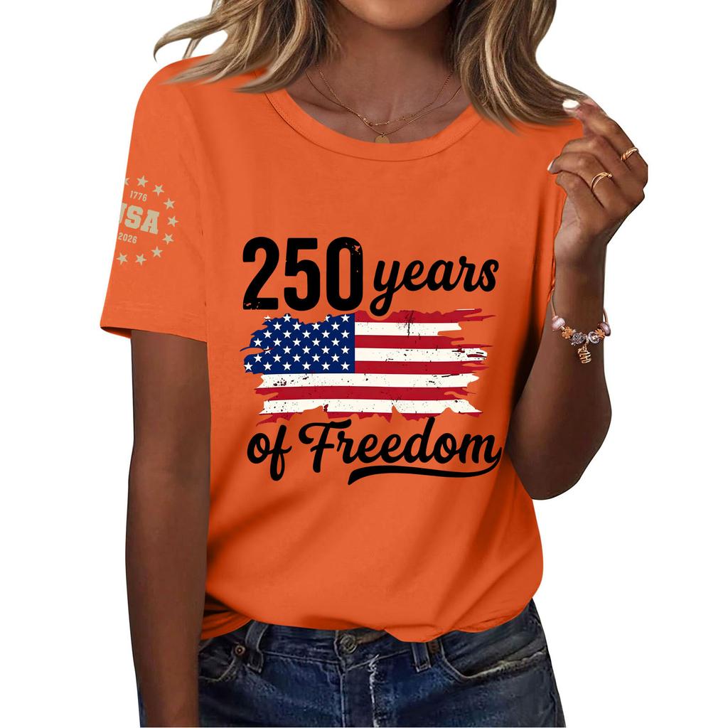 Moda feminina casual estampado manga curta gola redonda pulôver tops