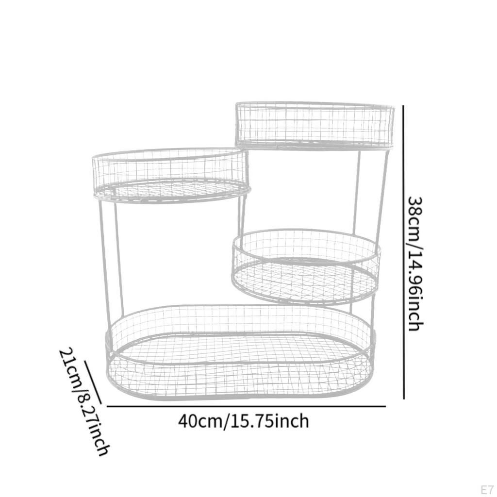 4 Layer Fruit Basket Kitchen Countertop Rack Multiuse Holder Metal Mesh Fruits Stand for Bread