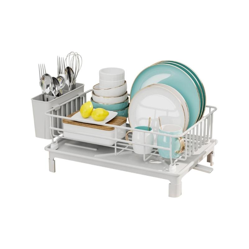 

Modern White Iron Dish Infant safe Countertop Highlighting Removable Addition Basket and Efficient Drain Answer 38x26x15cm белый