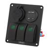 Multifunction 3 Gang Rocker Switches Panel with Voltmeter Display 4.8A Power Charger for RV BoatGreen Light